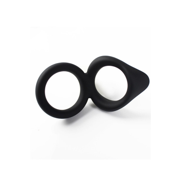 Double cockring noir en silicone 